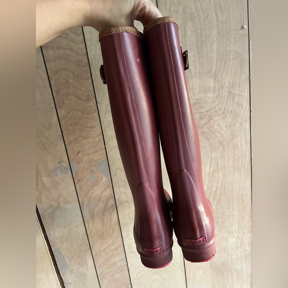 Chooka Tall Rain burgundy Buckle Womens 6 Glam Girly Garden Cottage - Picture 3 of 11